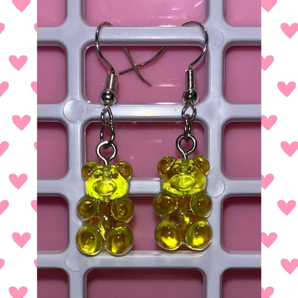 Green gummy bear earrings